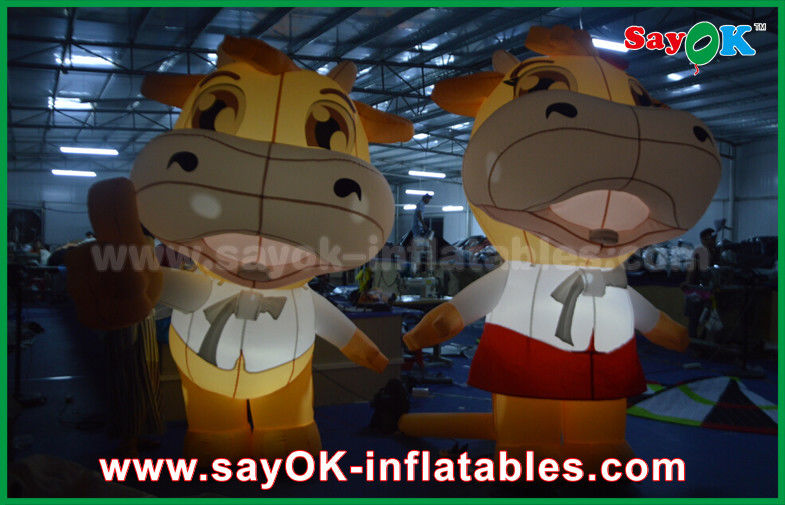 Inflatable Model Custom Animal Oxford Cloth Inflatable Cartoon Cattle Cow With LED Lighting