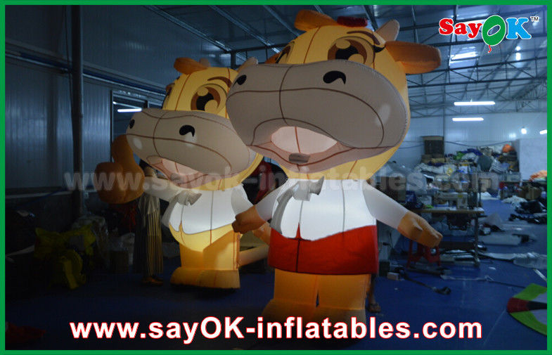 Inflatable Model Custom Animal Oxford Cloth Inflatable Cartoon Cattle Cow With LED Lighting