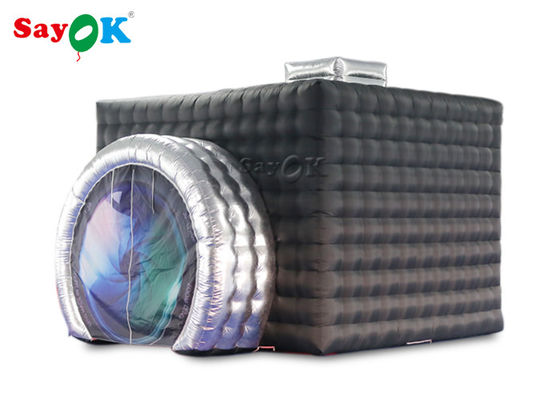 Màu đen + màu bạc Lều Photo Booth có đèn LED cho bữa tiệc