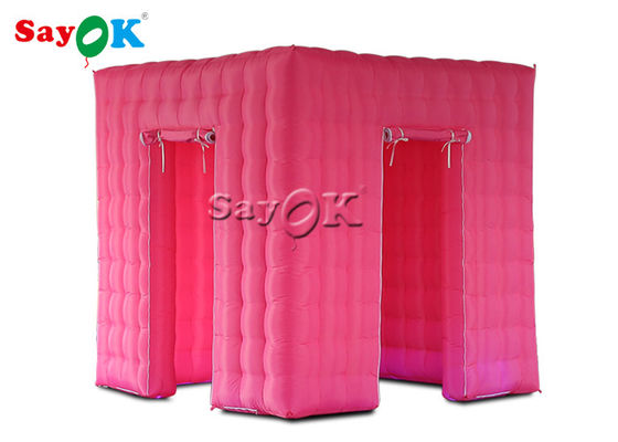 Tiệc bơm hơi Lều màu hồng Lều chụp hình khối lập phương có đèn LED thay đổi màu sắc