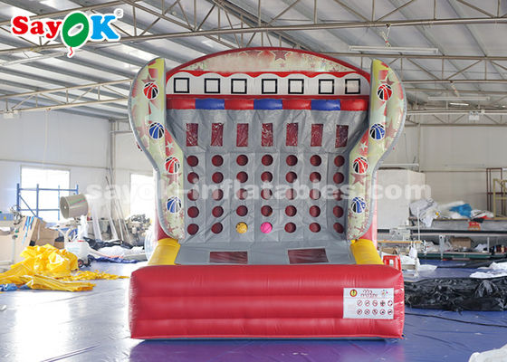 Trò chơi bơm hơi ngoài trời Bạt PVC 0,4mm Trò chơi thể thao bơm hơi Kết nối bốn trò chơi bóng rổ 4 liên tiếp