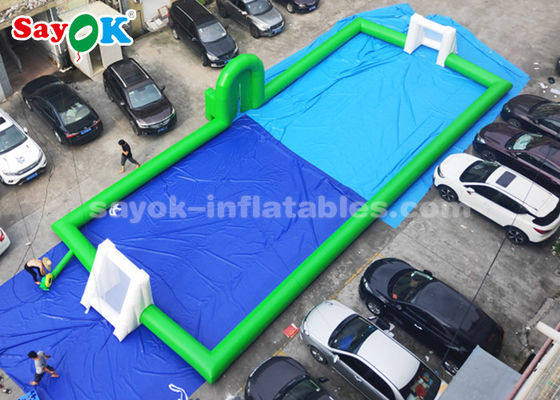 Trò chơi bóng đá bơm hơi Màu xanh lá cây PVC Sân bóng đá bơm hơi thương mại 20 * 8m Bảo hành 2 năm