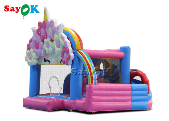 Chủ đề hoa Sayok Tấm bạt lò xo bơm hơi có cầu trượt Bounce House bơm hơi