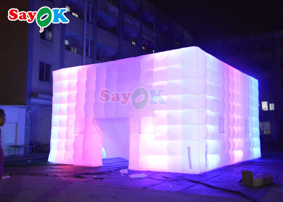 Cửa hàng Air Cube được tùy chỉnh Cửa hàng Air Cube được thổi phồng Câu lạc bộ đêm Cửa sổ chụp ảnh đám cưới với đèn LED đầy màu sắc Cửa hàng Air Cable được thổi phồng